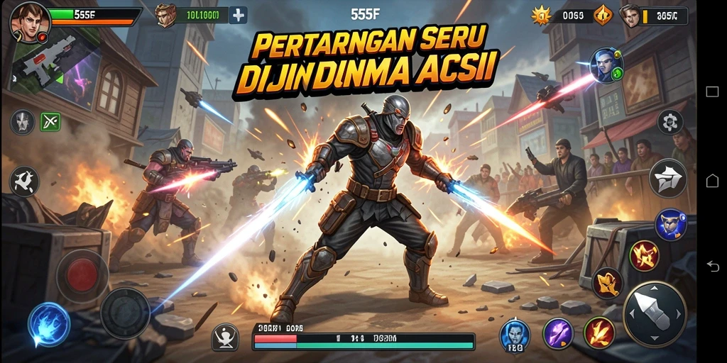 Tampilan gameplay seru dari 555F dengan aksi cepat dan strategi menarik.