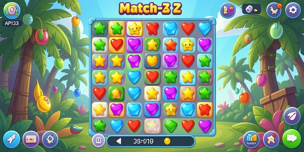 Tampilan gameplay seru API33 dalam aksi Match-3 yang menantang.