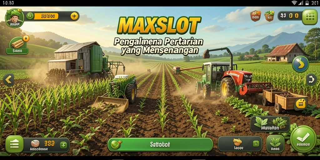 Tangkapan layar MAXSLOT yang menunjukkan aktivitas bertani yang menyenangkan.