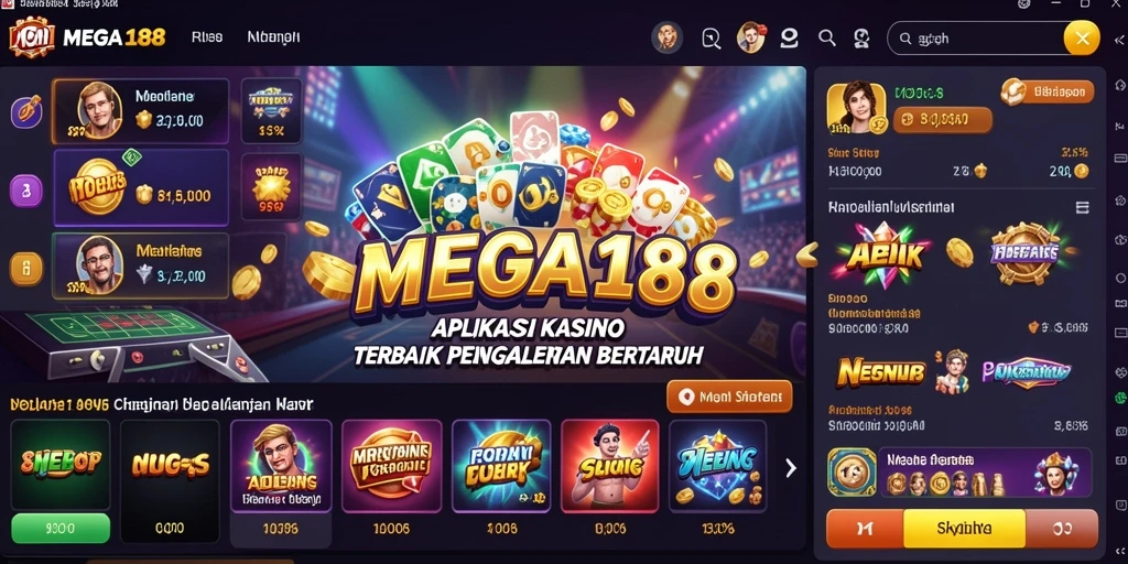 Tampilan gameplay MEGA188 yang penuh warna dan menarik.