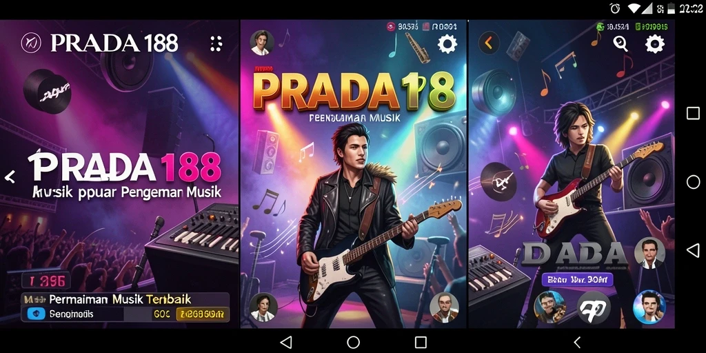 Tampilan gameplay seru di PRADA188 dengan berbagai lagu populer.