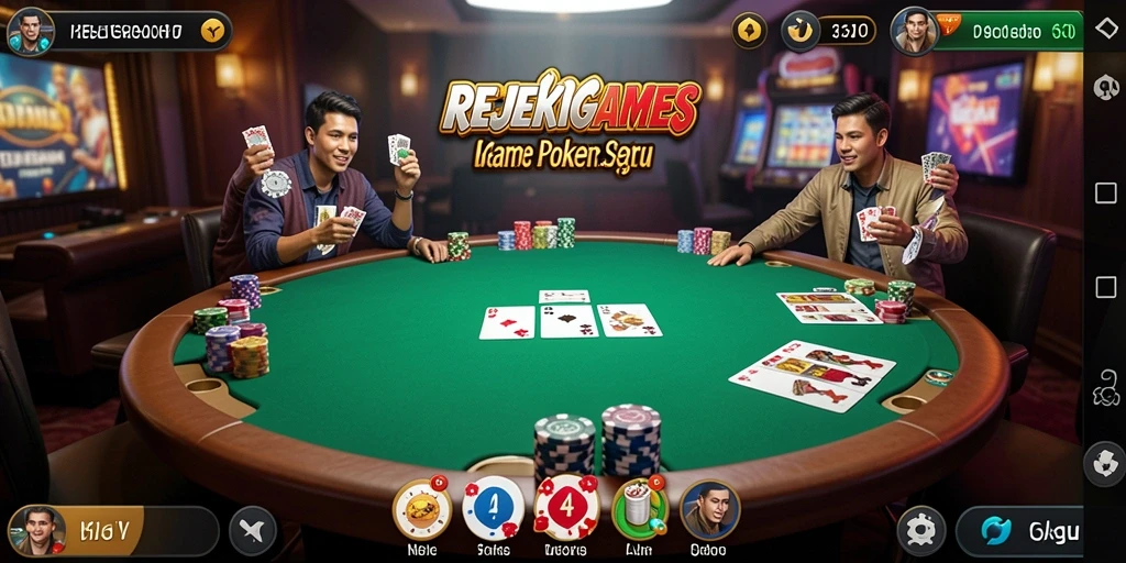 Tampilan gameplay seru dalam REJEKIGAMES, nikmati poker online.