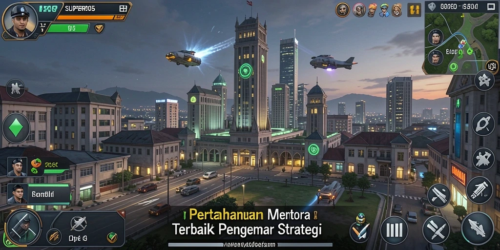 Tangkapan layar menunjukkan aksi seru dalam SUPER805 dengan pertahanan menara yang strategis.